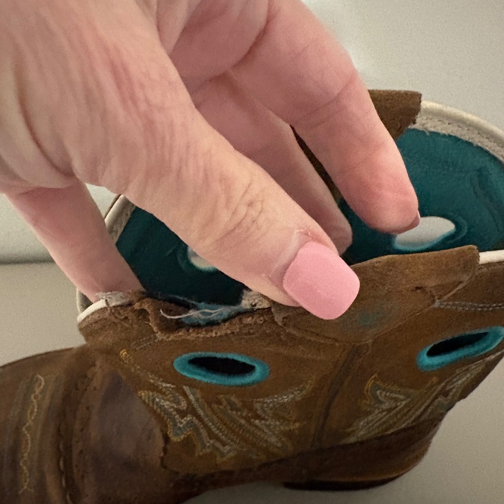 Ariat Fatbaby Brown Leather Western Cowboy Boots Turquoise Embroidery Women's 9B - Picture 8 of 14